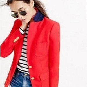 J. Crew Red Blazer with Navy Collar